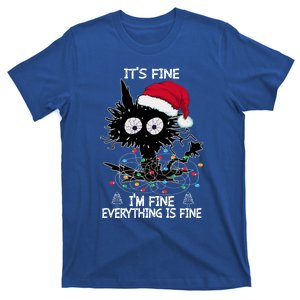 Black Cat Christmas It's Fine I'm Fine Everything Is Fine Gift T-Shirt