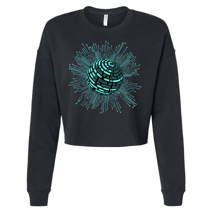 Binary Coding Computer Nerd Geeks Programmer Funny Coding Cropped Pullover Crew