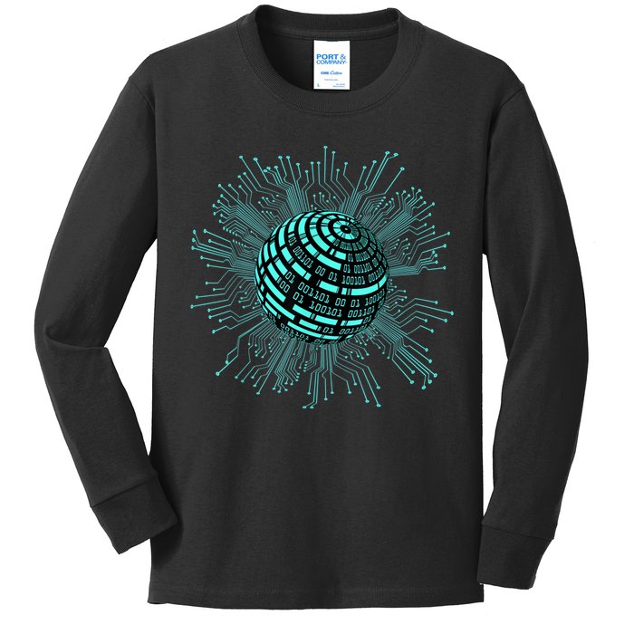 Binary Coding Computer Nerd Geeks Programmer Funny Coding Kids Long Sleeve Shirt