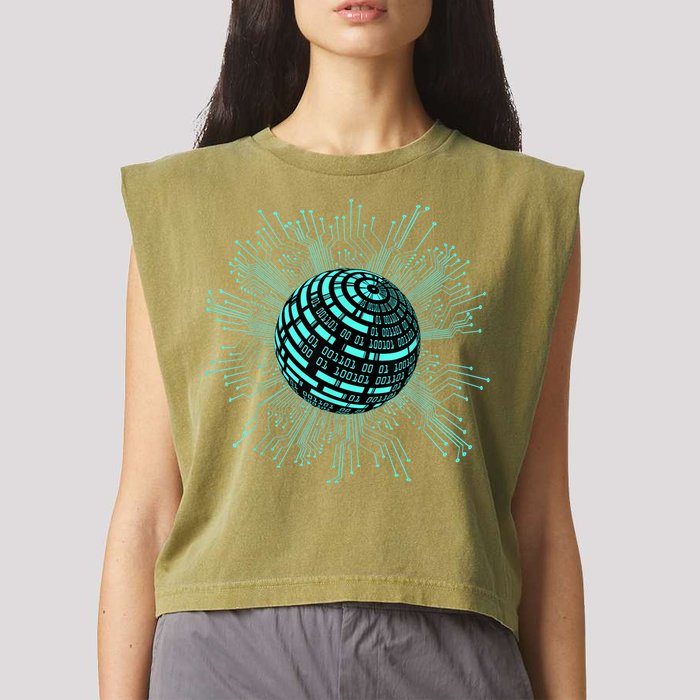 Binary Coding Computer Nerd Geeks Programmer Funny Coding Garment-Dyed Women's Muscle Tee