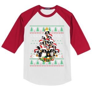 Border Collie Christmas Dog Lover Gift Ugly Sweater Xmas Gift Kids Colorblock Raglan Jersey