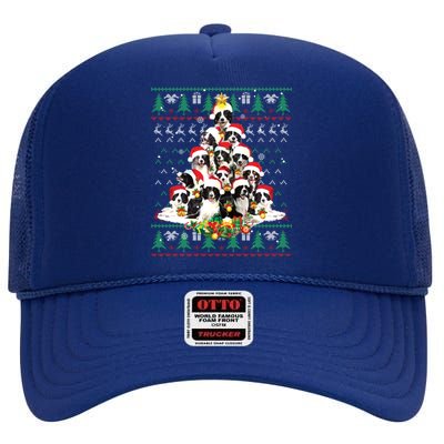 Border Collie Christmas Dog Lover Gift Ugly Sweater Xmas Gift High Crown Mesh Back Trucker Hat