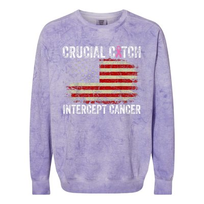 Breast Cancer Crucial A Catch Intercept Cancer Colorblast Crewneck Sweatshirt