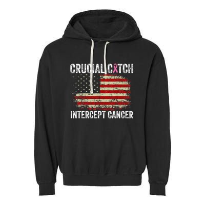 Breast Cancer Crucial A Catch Intercept Cancer Garment-Dyed Fleece Hoodie