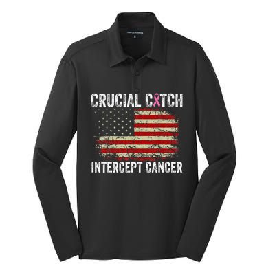 Breast Cancer Crucial A Catch Intercept Cancer Silk Touch Performance Long Sleeve Polo