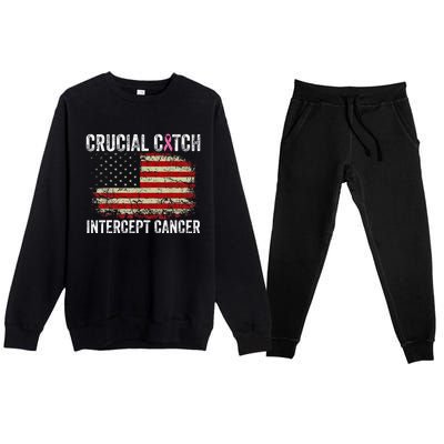 Breast Cancer Crucial A Catch Intercept Cancer Premium Crewneck Sweatsuit Set