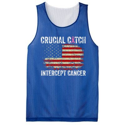 Breast Cancer Crucial A Catch Intercept Cancer Mesh Reversible Basketball Jersey Tank