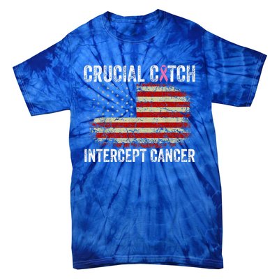 Breast Cancer Crucial A Catch Intercept Cancer Tie-Dye T-Shirt