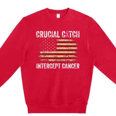 Breast Cancer Crucial A Catch Intercept Cancer Premium Crewneck Sweatshirt