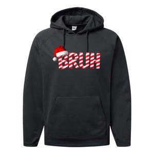 Bruh Christmas Candy Cane For Funny Xmas Bruh Performance Fleece Hoodie