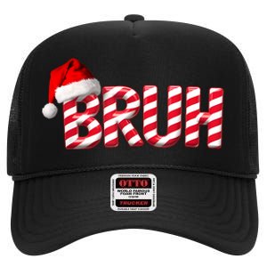 Bruh Christmas Candy Cane For Funny Xmas Bruh High Crown Mesh Back Trucker Hat