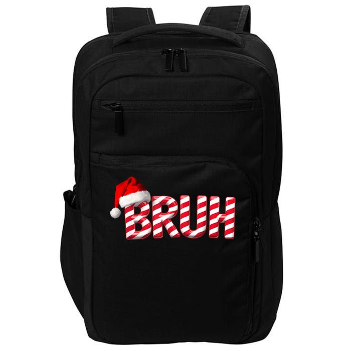 Bruh Christmas Candy Cane For Funny Xmas Bruh Impact Tech Backpack