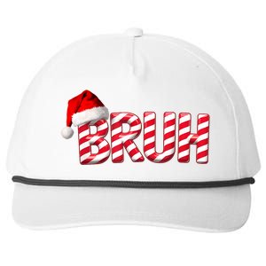 Bruh Christmas Candy Cane For Funny Xmas Bruh Snapback Five-Panel Rope Hat