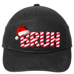 Bruh Christmas Candy Cane For Funny Xmas Bruh 7-Panel Snapback Hat