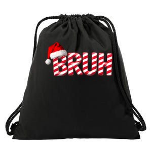 Bruh Christmas Candy Cane For Funny Xmas Bruh Drawstring Bag