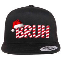 Bruh Christmas Candy Cane For Funny Xmas Bruh Flat Bill Trucker Hat