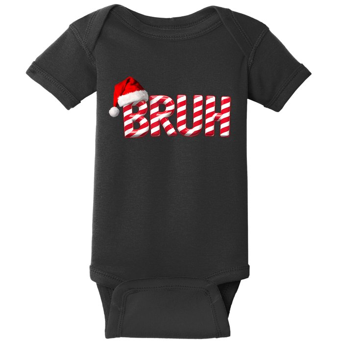 Bruh Christmas Candy Cane For Funny Xmas Bruh Baby Bodysuit