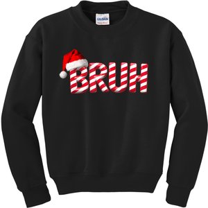 Bruh Christmas Candy Cane For Funny Xmas Bruh Kids Sweatshirt