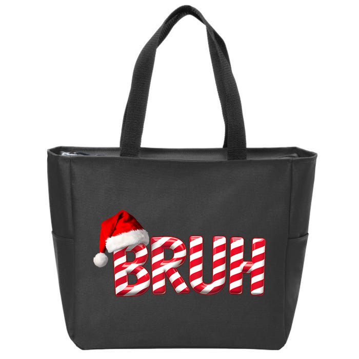 Bruh Christmas Candy Cane For Funny Xmas Bruh Zip Tote Bag