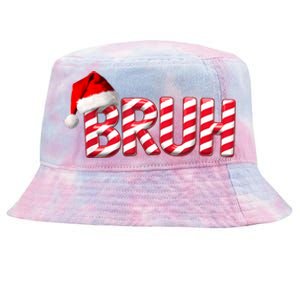 Bruh Christmas Candy Cane For Funny Xmas Bruh Tie-Dyed Bucket Hat