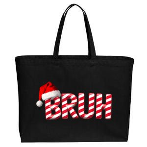 Bruh Christmas Candy Cane For Funny Xmas Bruh Cotton Canvas Jumbo Tote