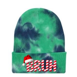 Bruh Christmas Candy Cane For Funny Xmas Bruh Tie Dye 12in Knit Beanie