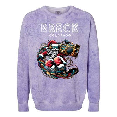 Breck Colorado Cool Snowboard Christmas Santa Gift Colorblast Crewneck Sweatshirt