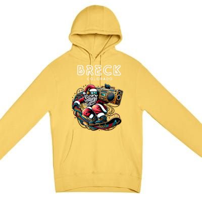 Breck Colorado Cool Snowboard Christmas Santa Gift Premium Pullover Hoodie