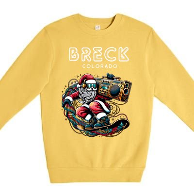 Breck Colorado Cool Snowboard Christmas Santa Gift Premium Crewneck Sweatshirt