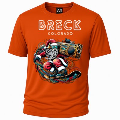 Breck Colorado Cool Snowboard Christmas Santa Gift Cooling Performance Crew T-Shirt