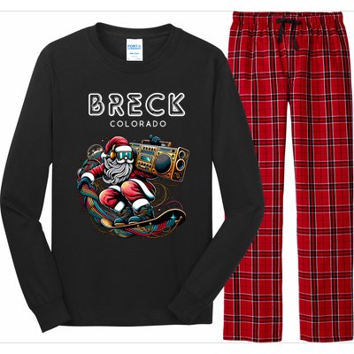 Breck Colorado Cool Snowboard Christmas Santa Gift Long Sleeve Pajama Set