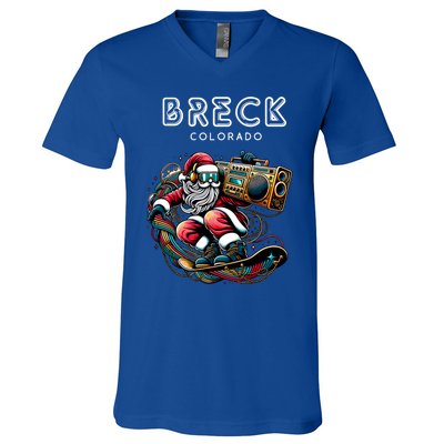 Breck Colorado Cool Snowboard Christmas Santa Gift V-Neck T-Shirt