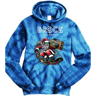 Breck Colorado Cool Snowboard Christmas Santa Gift Tie Dye Hoodie