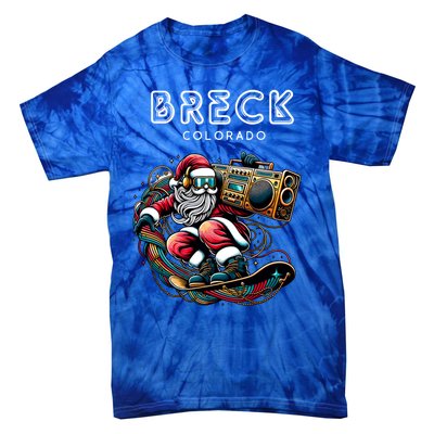 Breck Colorado Cool Snowboard Christmas Santa Gift Tie-Dye T-Shirt