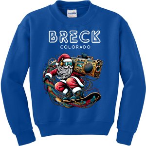 Breck Colorado Cool Snowboard Christmas Santa Gift Kids Sweatshirt