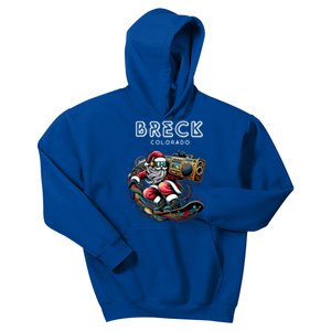 Breck Colorado Cool Snowboard Christmas Santa Gift Kids Hoodie