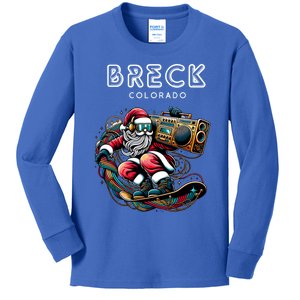 Breck Colorado Cool Snowboard Christmas Santa Gift Kids Long Sleeve Shirt