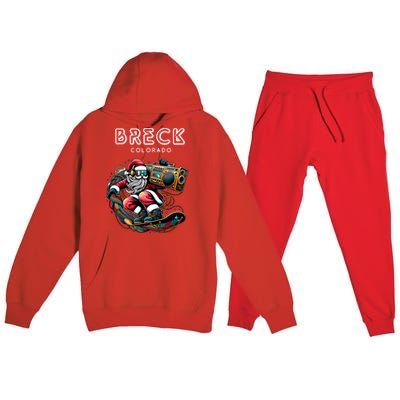 Breck Colorado Cool Snowboard Christmas Santa Gift Premium Hooded Sweatsuit Set