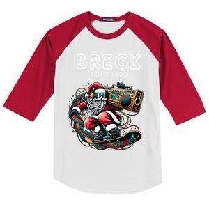 Breck Colorado Cool Snowboard Christmas Santa Gift Kids Colorblock Raglan Jersey