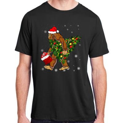 Bigfoot Carrying Christmas Tree Sasquatch Believer Pajama Adult ChromaSoft Performance T-Shirt