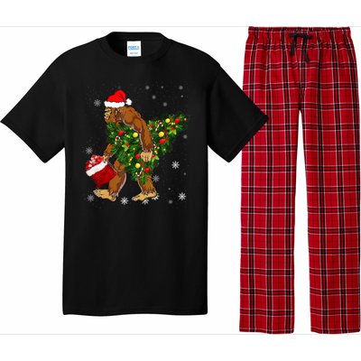 Bigfoot Carrying Christmas Tree Sasquatch Believer Pajama Pajama Set