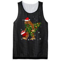 Bigfoot Carrying Christmas Tree Sasquatch Believer Pajama Mesh Reversible Basketball Jersey Tank