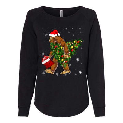 Bigfoot Carrying Christmas Tree Sasquatch Believer Pajama Womens California Wash Sweatshirt