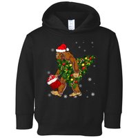 Bigfoot Carrying Christmas Tree Sasquatch Believer Pajama Toddler Hoodie