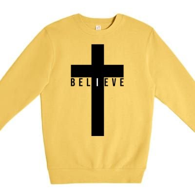 Believe Christian Cross Religious Premium Crewneck Sweatshirt