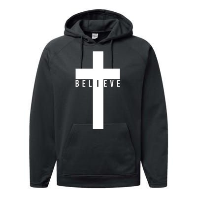 Believe Christian Cross Religious Performance Fleece Hoodie