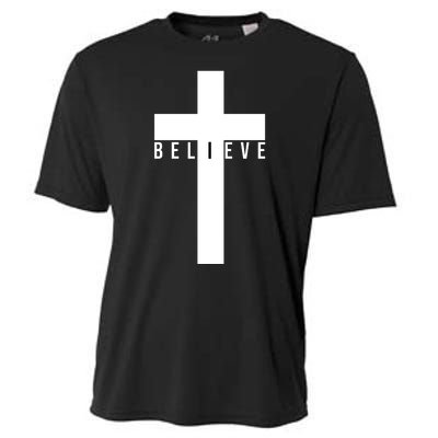 Believe Christian Cross Religious Cooling Performance Crew T-Shirt