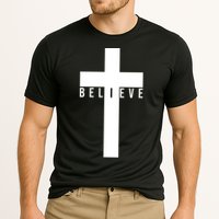 Believe Christian Cross Religious Cooling Performance Crew T-Shirt