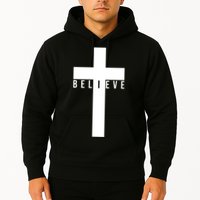 Believe Christian Cross Religious Hoodie