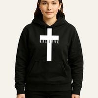 Believe Christian Cross Religious Hoodie